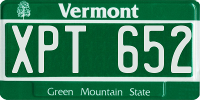 VT license plate XPT652