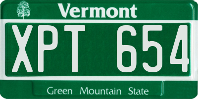VT license plate XPT654