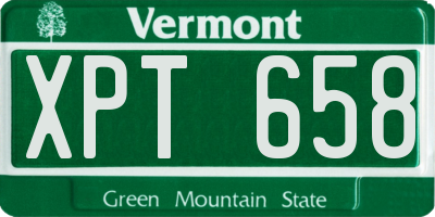 VT license plate XPT658