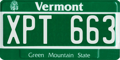 VT license plate XPT663