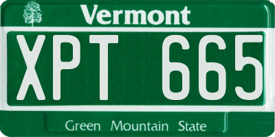 VT license plate XPT665