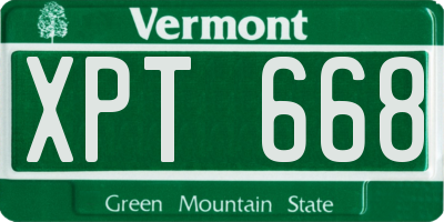 VT license plate XPT668
