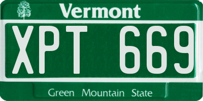 VT license plate XPT669
