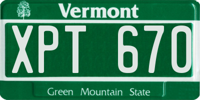 VT license plate XPT670