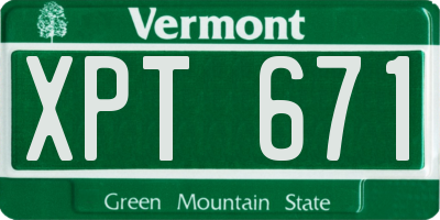 VT license plate XPT671