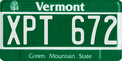 VT license plate XPT672