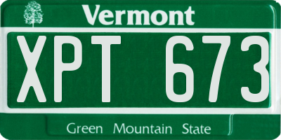 VT license plate XPT673