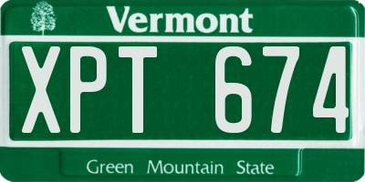 VT license plate XPT674
