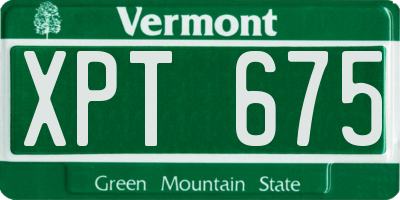 VT license plate XPT675