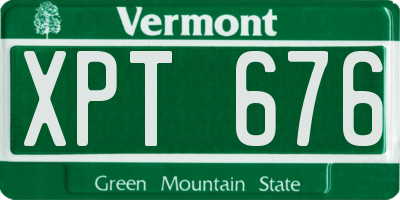 VT license plate XPT676