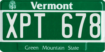VT license plate XPT678