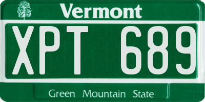 VT license plate XPT689
