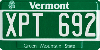 VT license plate XPT692