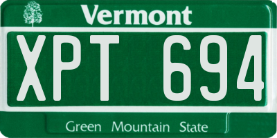 VT license plate XPT694