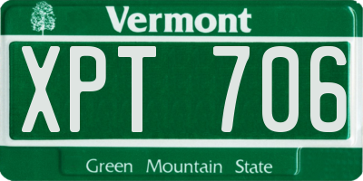 VT license plate XPT706