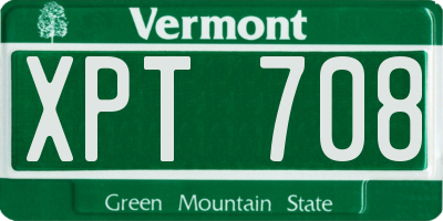 VT license plate XPT708