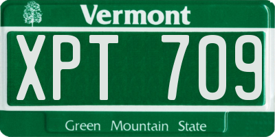 VT license plate XPT709
