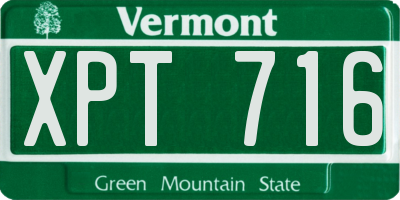 VT license plate XPT716