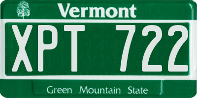 VT license plate XPT722