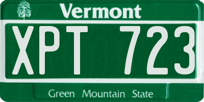 VT license plate XPT723