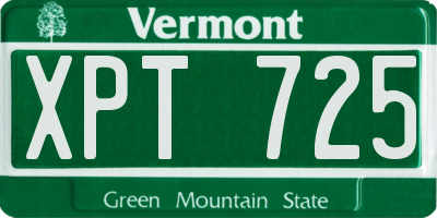 VT license plate XPT725