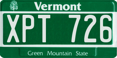 VT license plate XPT726
