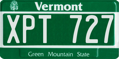 VT license plate XPT727