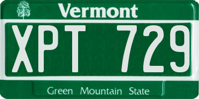 VT license plate XPT729