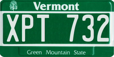 VT license plate XPT732