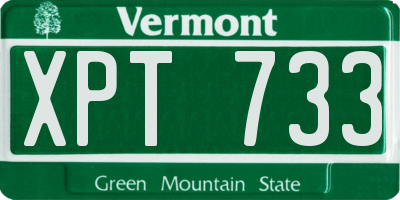 VT license plate XPT733