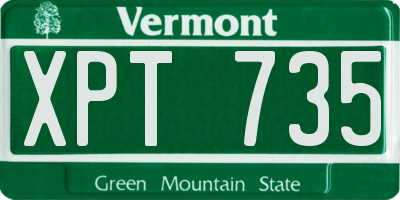 VT license plate XPT735