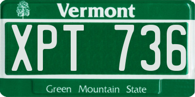 VT license plate XPT736