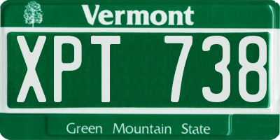VT license plate XPT738