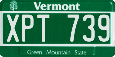 VT license plate XPT739