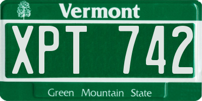 VT license plate XPT742