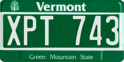 VT license plate XPT743
