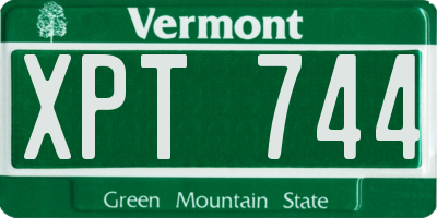 VT license plate XPT744
