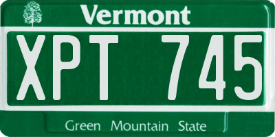 VT license plate XPT745
