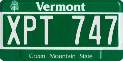VT license plate XPT747