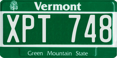 VT license plate XPT748