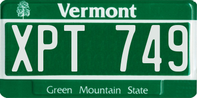 VT license plate XPT749