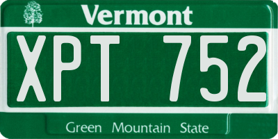 VT license plate XPT752