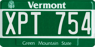 VT license plate XPT754