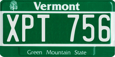 VT license plate XPT756