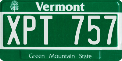 VT license plate XPT757