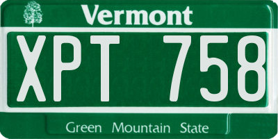 VT license plate XPT758