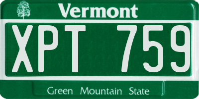 VT license plate XPT759