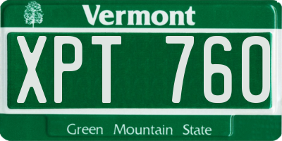 VT license plate XPT760