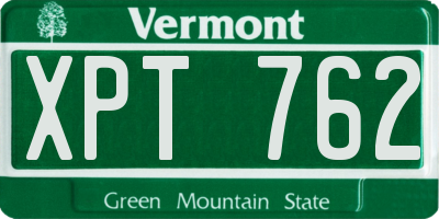 VT license plate XPT762