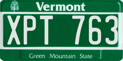 VT license plate XPT763